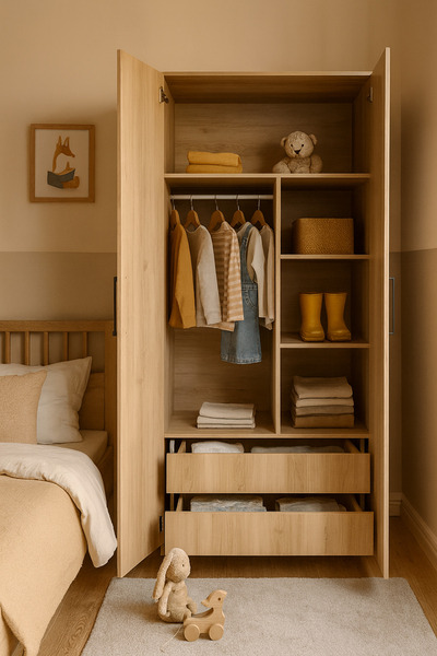 arionkids Pera 2 Kapaklı Çekmeceli MDF Dolap | Panjur Kapaklı | REHAU Kaplama Kapaklar | Ağaç Ayaklar