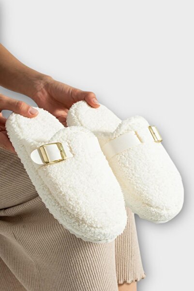 Liger Γυναικείες παντόφλες σπιτιού με αγκράφα Eva Sole, που δεν καταστρέφουν τον ήχο, ΛΕΥΚΕΣ