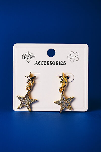 MUİ Aksesuar Parlak Yıldız Küpe – Şık Kadın Bijuteri Takı