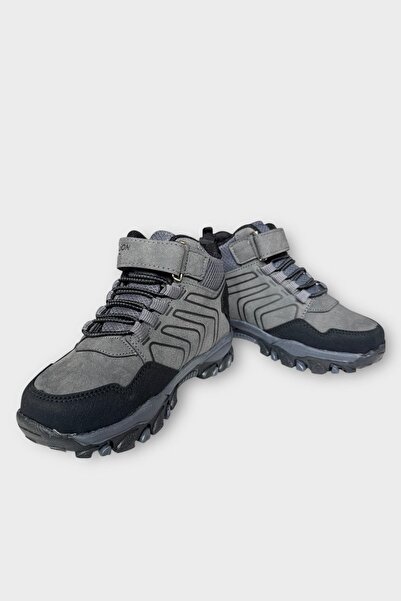 Liger Çocuk Cırtlı Bağcık Detaylı Su ve Soğuk Geçirmez Bot FÜME - SİYAH