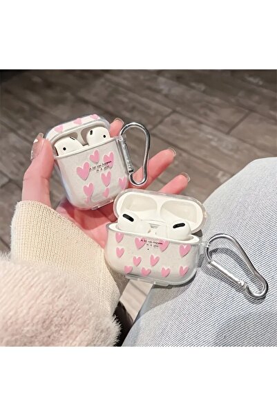 GlassySKY 1 Adet Şık Kalp Desen Kulaklık Kabı (Airpods 1/2)