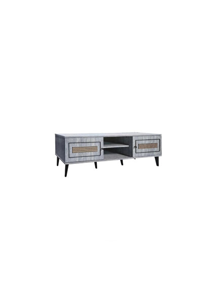 BAITY TV Table 180 cm Malaysian Wood with Drawers and Shelves - Gray