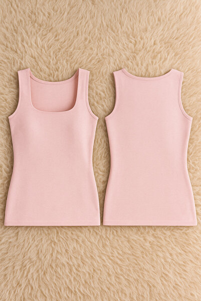 Alissa Women's Square Neck Strap Cotton Lycra Combed Cotton 2-Piece Undershirt W6K0K1T4Ka