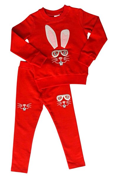 TAMGÜN Kız Çocuk Tavşanlı Sweatshirt Tayt Takımı 1-4 Yaş | Mevsimlik Pamuklu Rahat Günlük Kombin