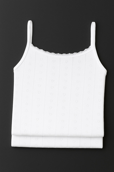 White Velvet Women's 100% Cotton Jacquard Soft Fabric White Thread Strap 3-Piece Undershirt Qi̇3K13Lk4E.3L