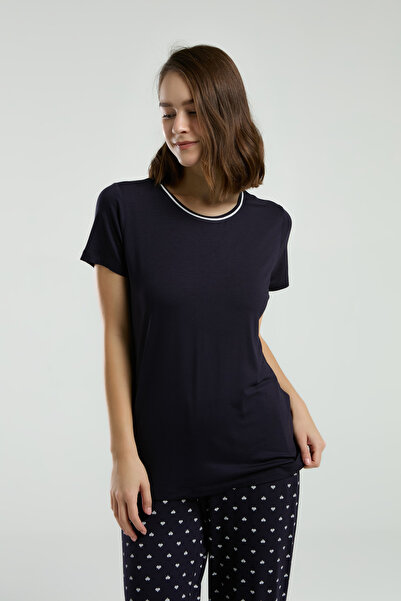 Alissa Women's Crew Neck Short Sleeve T-Shirt Lycra Bottom Pajama Set W4.A3.K3.R5K