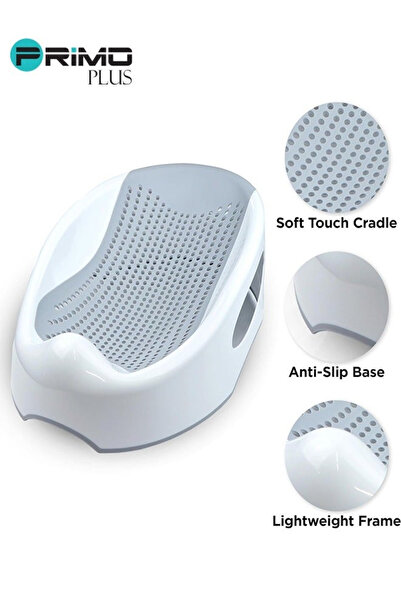 Primo Plus Clean, non-slip baby bath safe cradle with sturdy reclining headrest