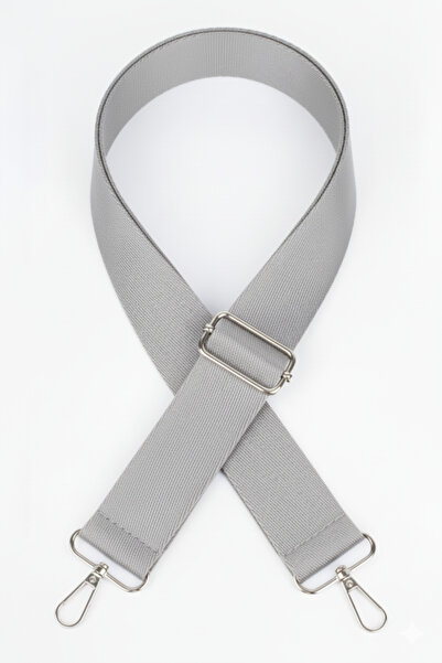 Defnella Gray Polyester Column Adjustable Bag Handle - (125 cm) with Silver Metal Accessories (4cm)