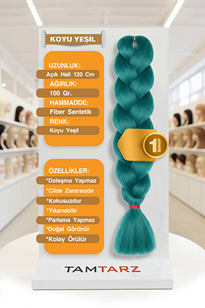 TAM TARZ Păr sintetic din fibre pentru împletitură africană rasta și box braid - verde închis (cod de culoare: BD)