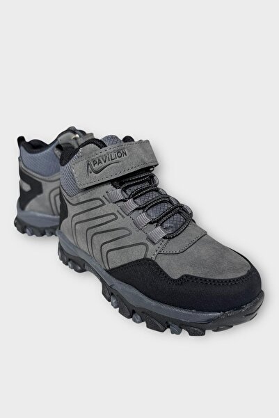 Liger Çocuk Cırtlı Bağcık Detaylı Su ve Soğuk Geçirmez Bot FÜME - SİYAH