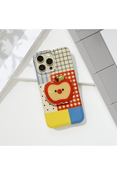 HYPERSOFT Iphone 15 (6.1 inç) Uyumlu Popsocketli Stant Olabilen Şık Desenli Slım Kılıf