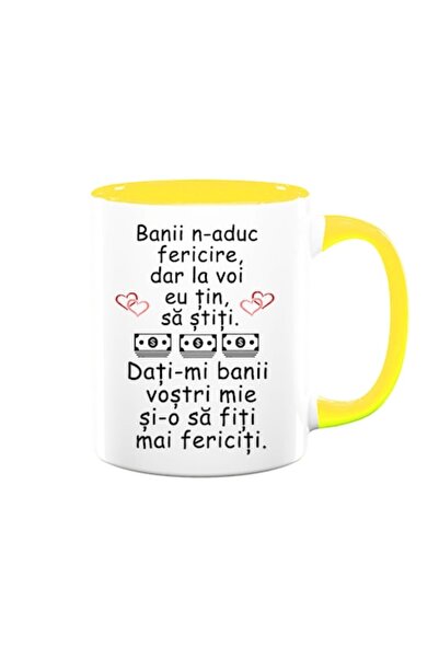 OEM Cană personalizată cu mesajul: „Banii nu aduc fericirea, dar îmi pasă să ...