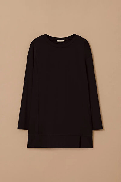 Galaxia Women's Plus Size Long Sleeve Basic Tunic - Black