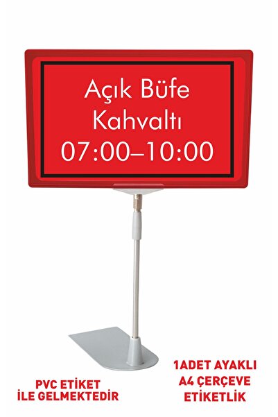 liyanamoda Açık Büfe Kahvaltı Saatleri Yazılı Pvc Etiketlik A4 Ebat Ayaklı Çe...