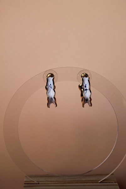 Luvix Design Mermer Desenli Altın Halka Küpe