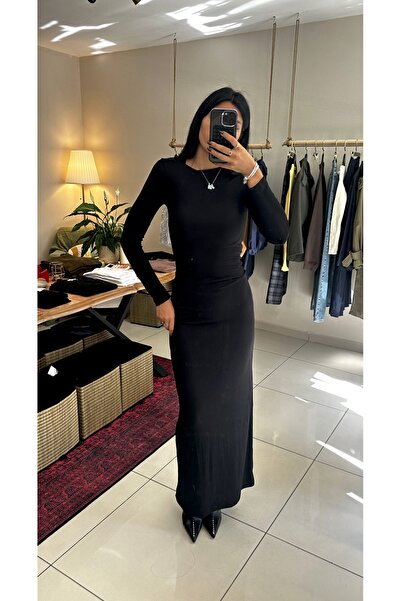 Kris Kadın Siyah Uzun Elbise