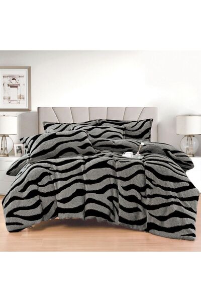 Casa Pucioasa Dark Grey Patterned Bed Linen Set, Premium Cocolino Material, 4 Pieces
