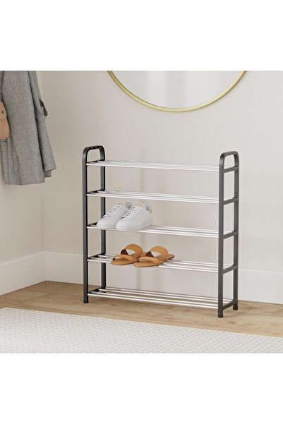 PUFO Shoe rack with 5 shelves, foldable, 68 cm, black