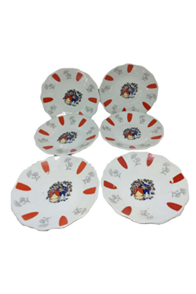 onyyapim Fragonard Patterned Red Polka Dots Porcelain Tea Dish Set