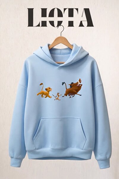 Vordevia سويت شيرت قطني كبير الحجم مطبوع عليه هاكونا ماتاتا مكون من 3 خيوط