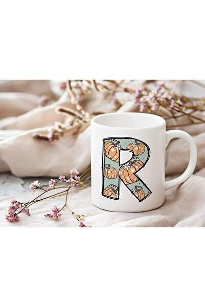Beramussa كوب منقوش على شكل حرف R - كوب لطيف بطابع الهالوين - هدية
