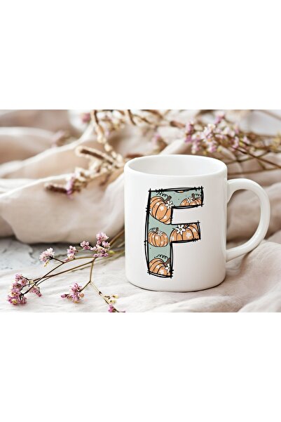 Beramussa كوب منقوش على شكل حرف F - كوب لطيف بطابع الهالوين - هدية