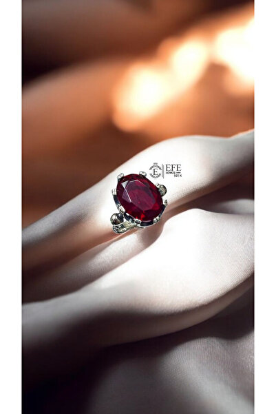 Home 925 AYAR GÜMÜŞ BÜYÜK YAKUT TAŞLI ÖZGÜN TASARIM YÜZÜK