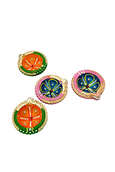 doneel ديا من الطين متعدد الألوان، مرسومة يدويًا على الطريقة التقليدية، لتزيي...