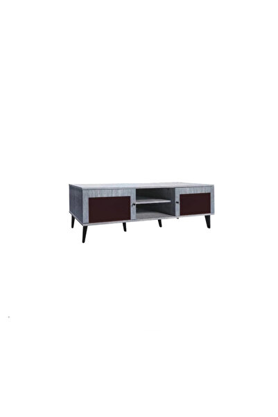 BAITY Wooden TV Table 160 cm with 2 Drawers and Shelves - Gray and Dark Brown