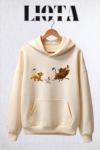 Vordevia سويت شيرت قطني كبير الحجم مطبوع عليه هاكونا ماتاتا مكون من 3 خيوط