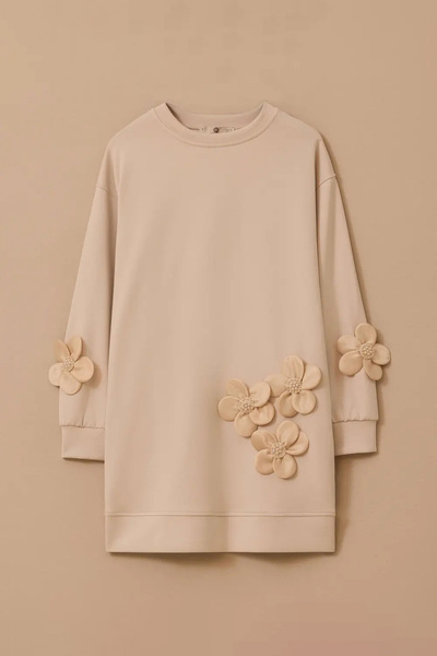 SEÇİL Women's Floral Detailed Pocket Sweatshirt - Beige