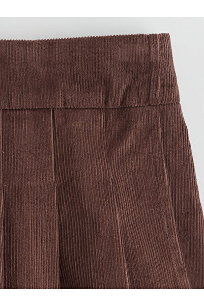 LC Waikiki Beli Lastikli Pileli Kadife Kız Çocuk Şort Etek