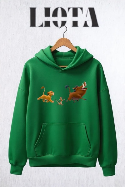 Vordevia سويت شيرت قطني كبير الحجم مطبوع عليه هاكونا ماتاتا مكون من 3 خيوط