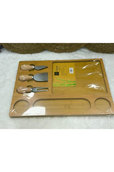 VESTA Concept 3-Blade Bamboo Stylish Cheese Cutting and Serving Board with 4 ...