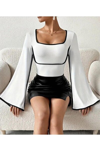 leyla sanat sanata yeni bir bakış açısı Bluză pentru femei, cu decolteu în U,...