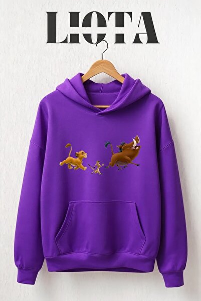 Vordevia سويت شيرت قطني كبير الحجم مطبوع عليه هاكونا ماتاتا مكون من 3 خيوط