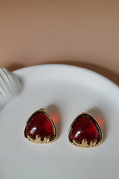 Luvix Design Strawberry Shaped Red Stone Earrings