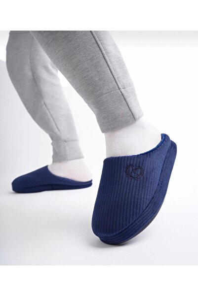 Akınal Bella Вишитий візерунок з підкладкою, м'який, тихий, з хутряною підкладкою, чоловічі домашні капці