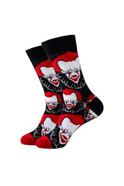 OEM Men's Socks with Funny Graphic Pattern, Casual, Odor-Resistant, Black and Red