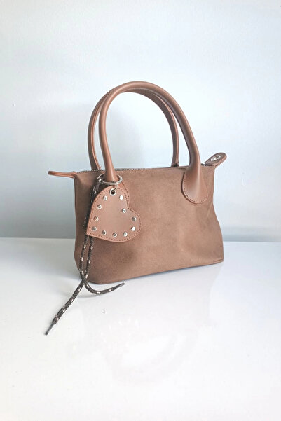 Glemix حقيبة يد وكتف نسائية من تيلدا تابا من الجلد السويدي مع تفاصيل على شكل قلب وسحاب