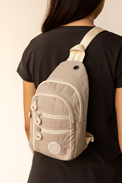 Newish Polo Women's Crinkle Fabric Crossbody Chest and Shoulder Bag with Headphone Jack - Body Bag