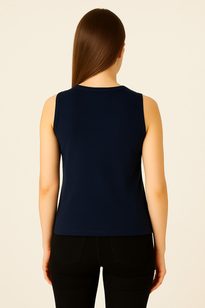 Mag Trust Kadın Basic Rahat Likralı Bisiklet Yaka Pamuklu Kolsuz Atlet Tesettür İçi & Günlük Kombin &T-shirt