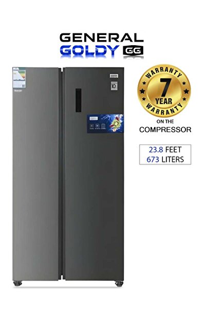 GENERAL GOLD Side-by-Side Refrigerator - 673L - 23.8 ft - Steam - Inverter - Stainless Steel - GRS67