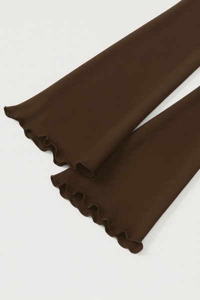 Wild Flower Acı Kahve Yuvarlak yaka Drape Detaylı İspanyol Kol Tesettür Uyumlu Üst Bluz