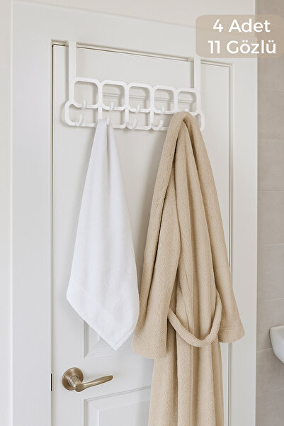 Mim Life 4 Adet 11 Kancalı Çok Amaçlı Kapı Arkası Askısı Pratik Askılık Kapı Askısı - 4 Adet