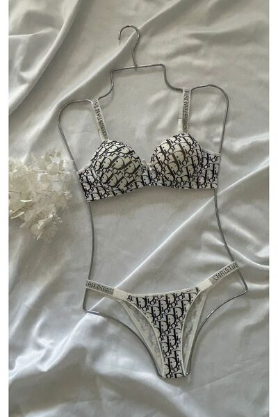 Pink Cadillac KADIN SÜTYEN TAKIMI TAŞ DETAYLI BASKILI KUTULU