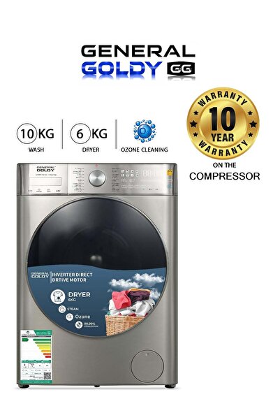 GENERAL GOLD Fully Automatic Washer - 10 Kg - Drying 6 Kg - Steel - GWMF1006S