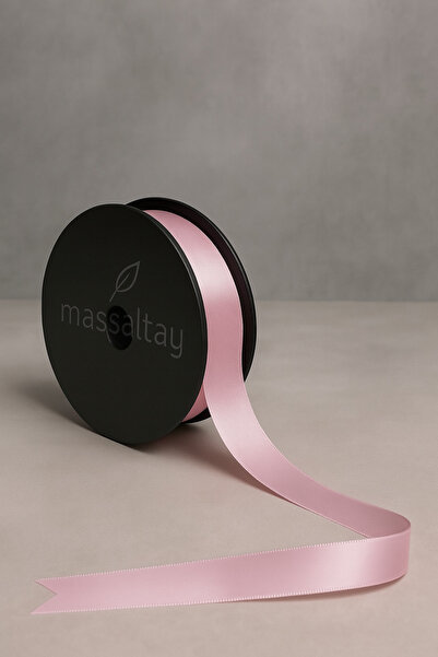 Massaltay 3 cm Pembe Saten Kurdele – Parlak Dekoratif Şerit, Hediye Paketleme...