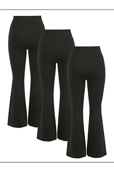buendiakids Kız Çocuk Siyah 3 'Lü Takm İspanyol Paça Pantolon