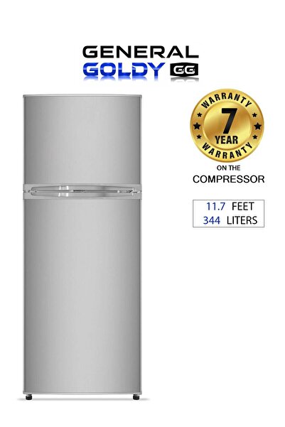 GENERAL GOLD Double Door Refrigerator - 11.7 ft - 344 Liters - Steel - Silver - GR344NF